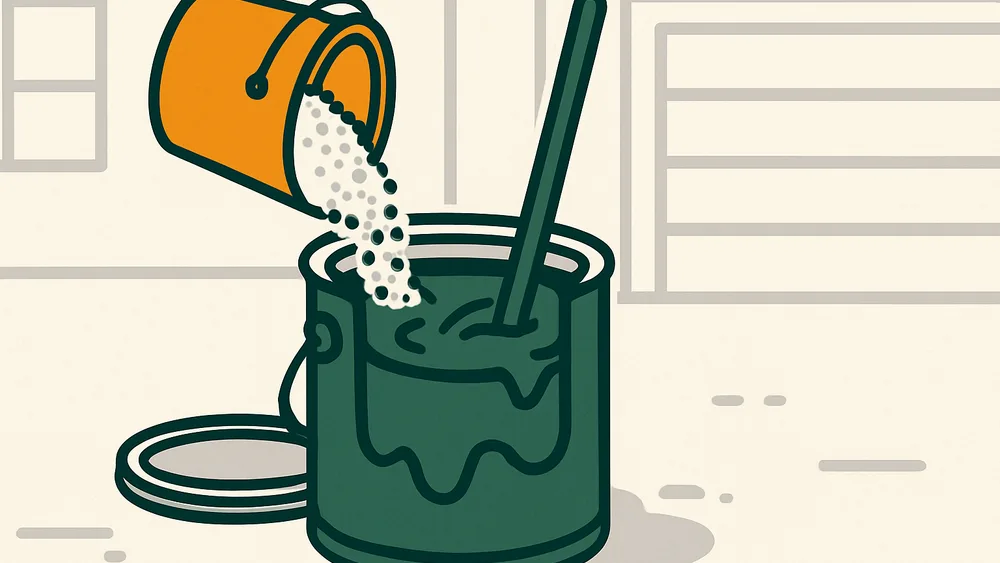 Stirring cat litter into leftover latex paint to solidify it completely before disposal
